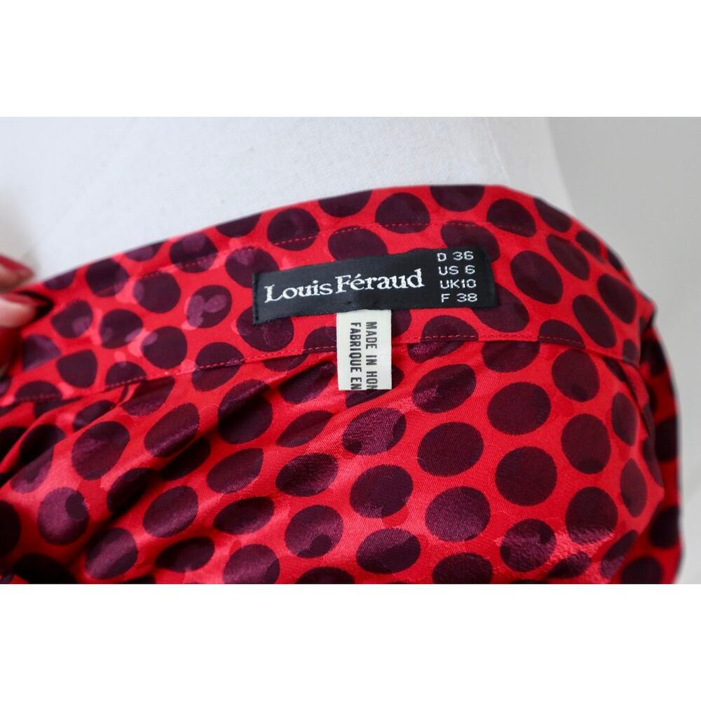 Vintage 1990s Louis Feraud Button Down Blouse Long Sleeve Collared Polka Dot Red - Picture 12 of 12